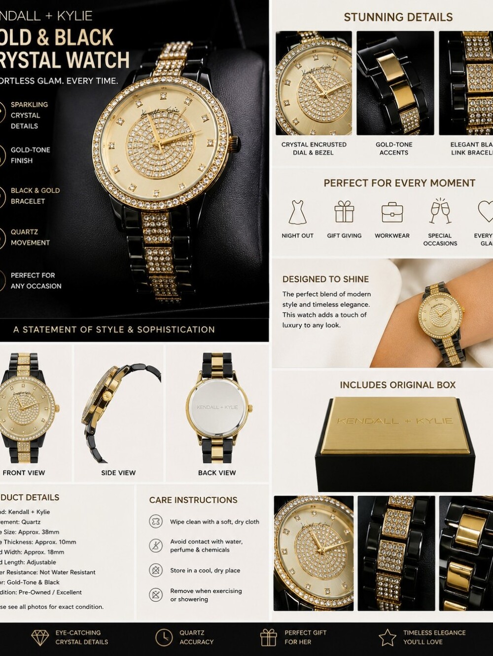 Kendall + Kylie Luxury Style Crystal Watch New Boxed